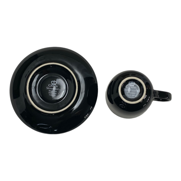 Espresso Cups & Saucers set of 4 Black - Picture 6 of 9